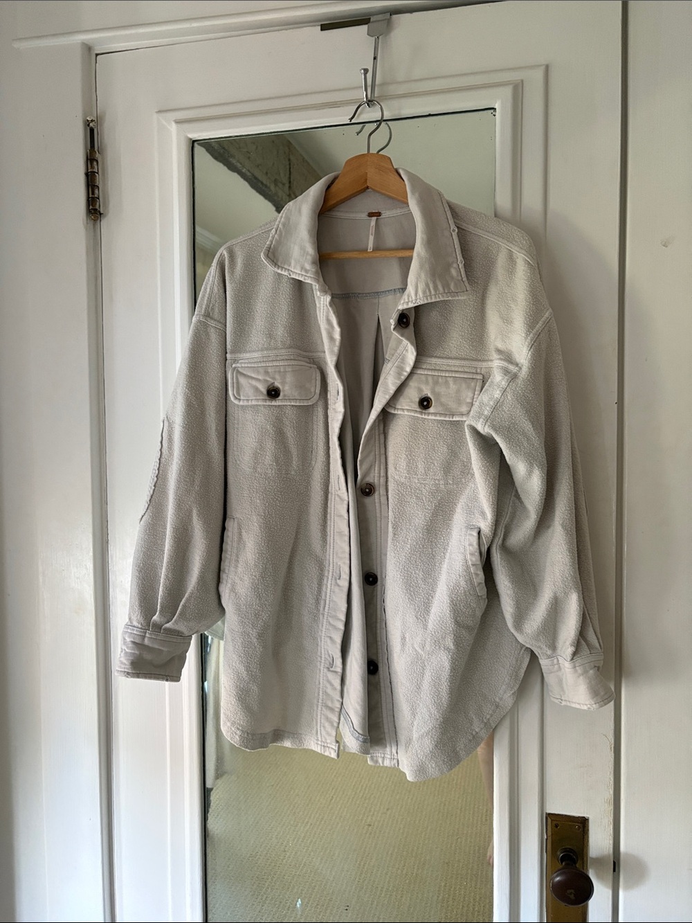 Free People Light Gray Ruby Oversized Shirt Jacket Shacket